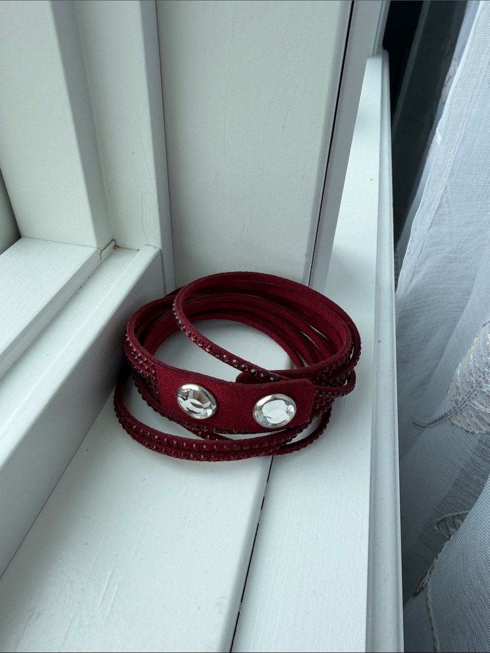 Swarovski Burgundy Wrap Bracelet with Crystal Accents